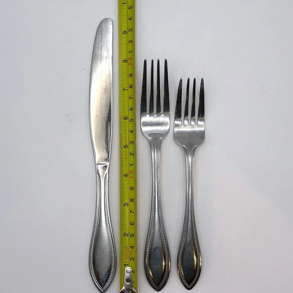 15 Pc Lot Pfaltzgraff American Bead Glossy Stainless Flatware Replacement Set